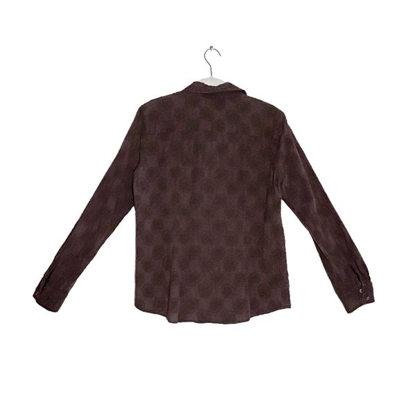 Charter Club Women's Paisley Stitched Button Up Shirt in Brown - Sz 10 - Picture 2 of 5